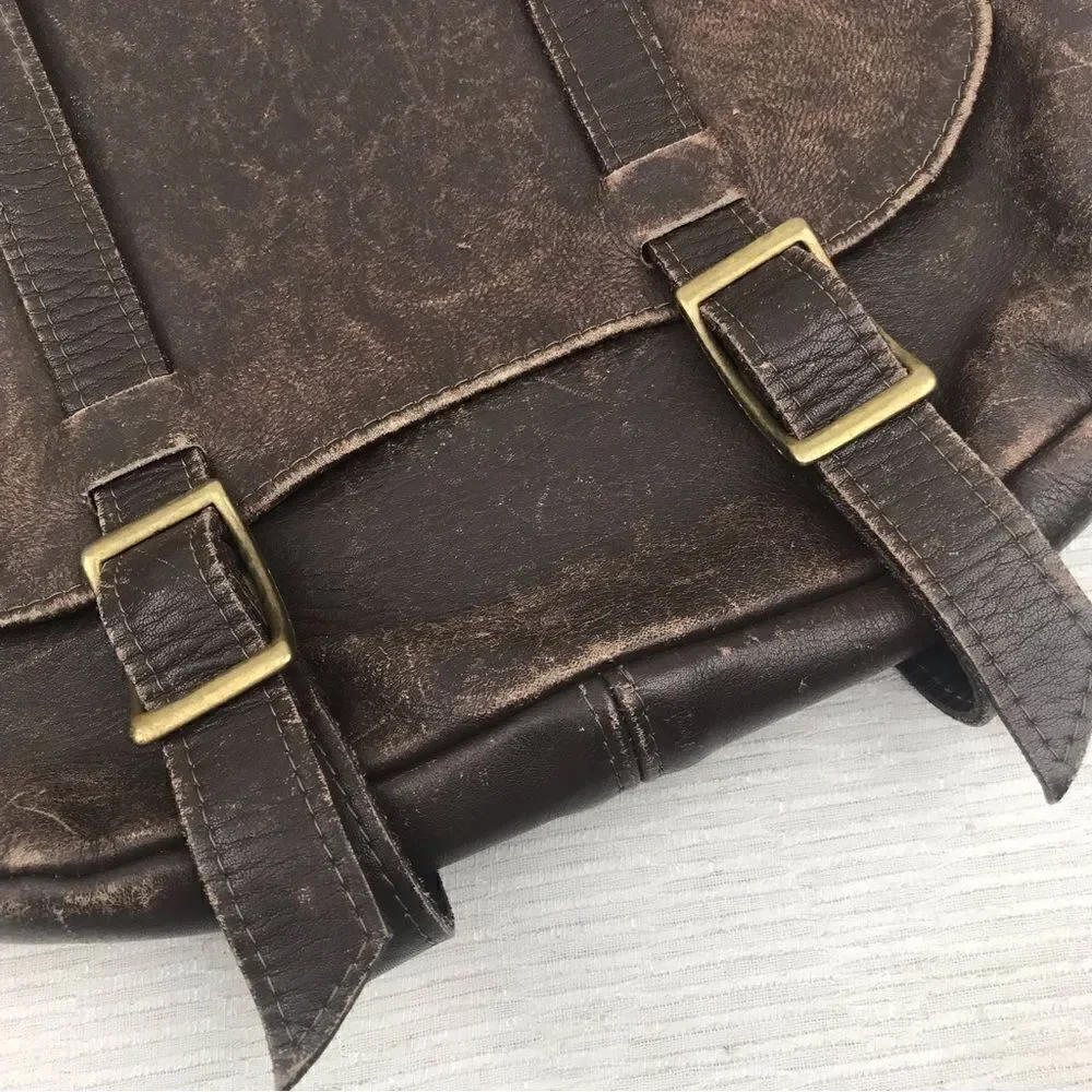 100% All Leather Hand Crafted Made in USA Brown Leather Satchel Bag